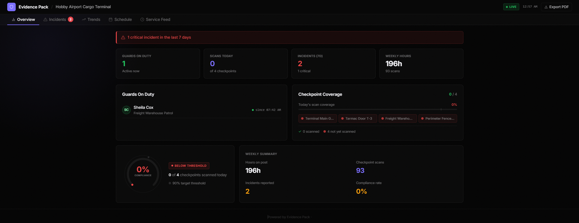Evidence Pack client portal and reporting view