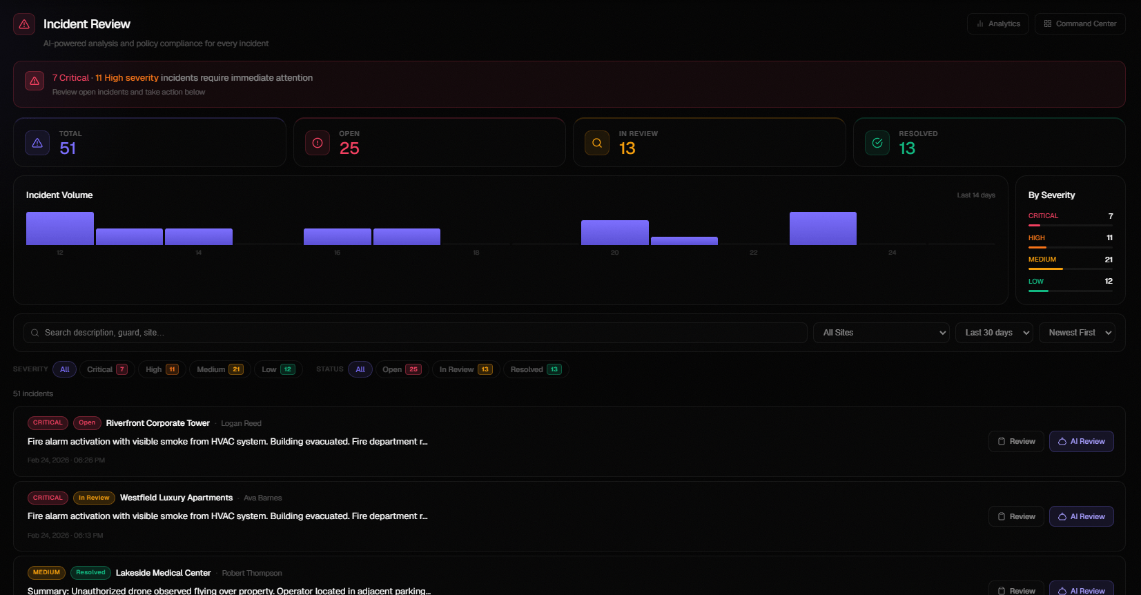 Evidence Pack incident review interface