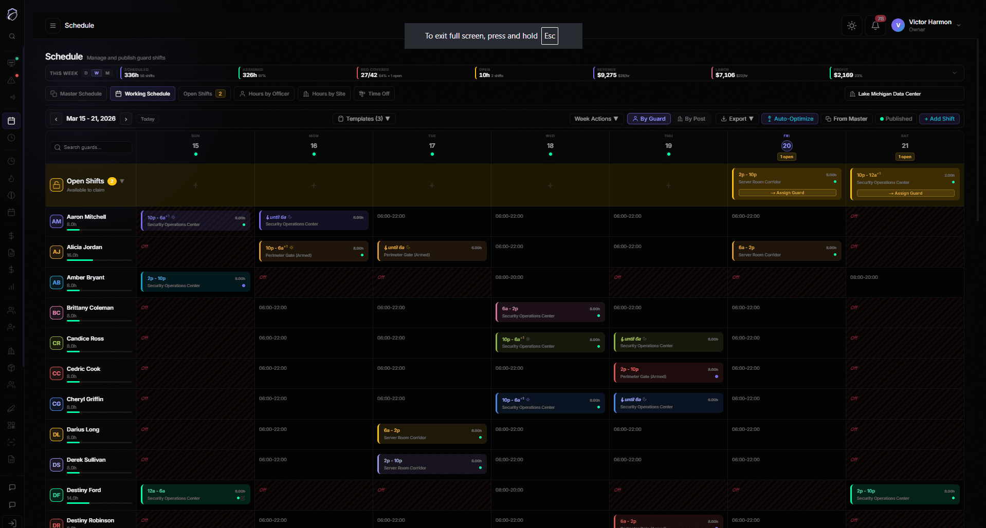Scheduling preview screenshot